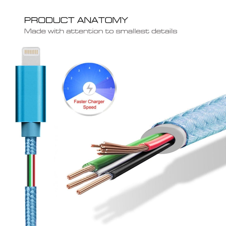 3m 3A 직조 스타일 금속 헤드 8핀 to USB 데이터/충전 케이블, 3m 8핀