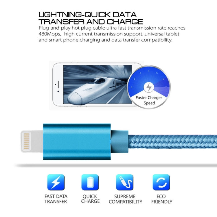 3m 3A 직조 스타일 금속 헤드 8핀 to USB 데이터/충전 케이블, 3m 8핀