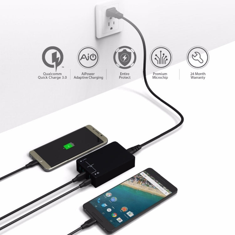 Q8118 1 퀵 차지 3.0 + 4 스마트 식별 USB + 1 USB-C / 타입-C 3.1 데스크탑 USB 충전기