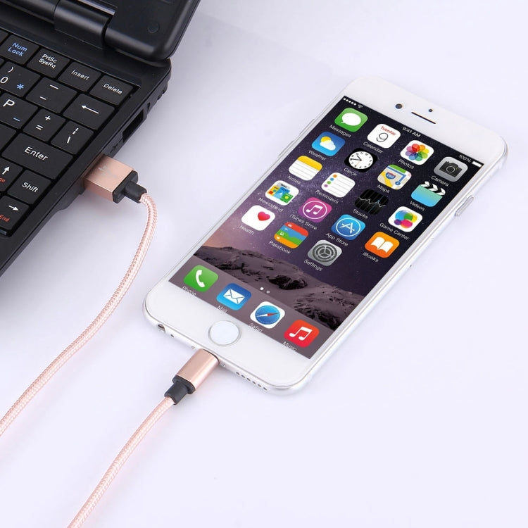 1m 직조 스타일 금속 헤드 58코어 8핀 to USB 2.0 데이터/충전 케이블