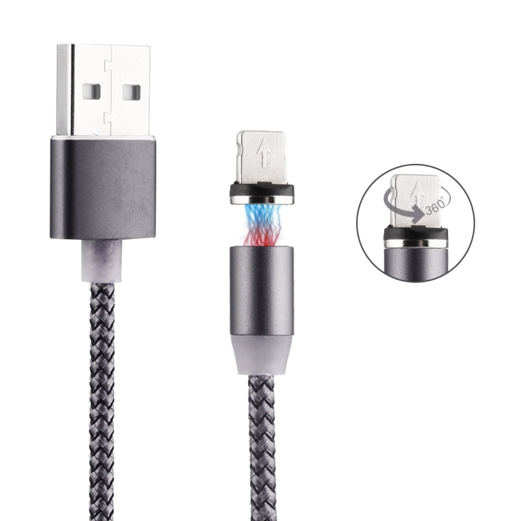 360도 회전 8핀 to USB 2.0 직조 스타일 자석 충전 케이블 LED 표시등 포함, 케이블 길이: 1m
