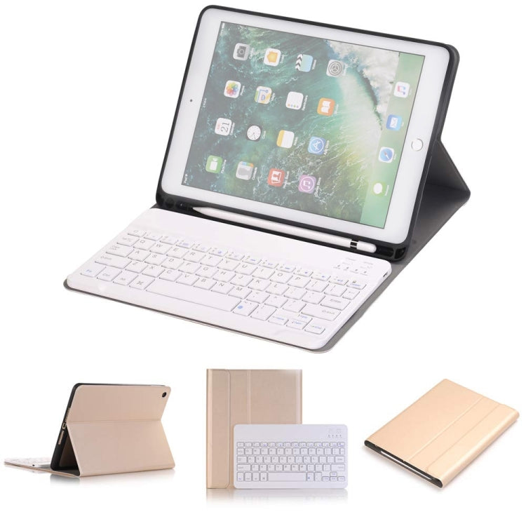 분리형 블루투스 키보드 + 가로 플립 가죽 태블릿 케이스 홀더 및 펜 홀더 포함 iPad Pro 9.7인치, iPad Air, iPad Air 2, iPad 9.7인치 (2017), iPad 9.7인치 (2018), A07B 블루, A07B 로즈 골드, A07B 블랙, A07B 골드