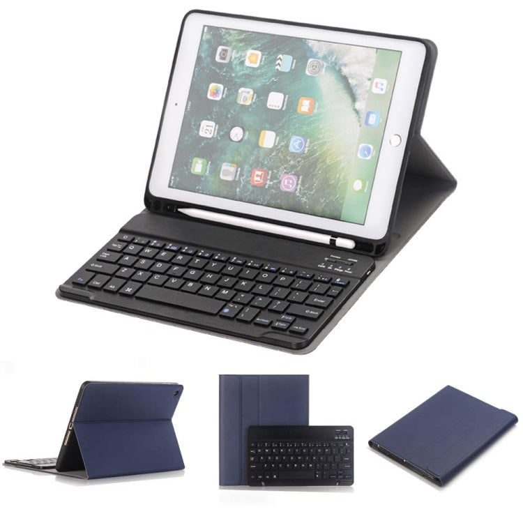 분리형 블루투스 키보드 + 가로 플립 가죽 태블릿 케이스 홀더 및 펜 홀더 포함 iPad Pro 9.7인치, iPad Air, iPad Air 2, iPad 9.7인치 (2017), iPad 9.7인치 (2018), A07B 블루, A07B 로즈 골드, A07B 블랙, A07B 골드