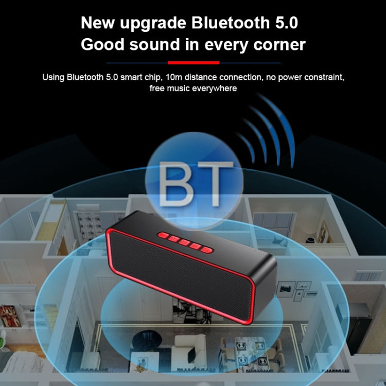SC211 휴대용 서브우퍼 무선 블루투스 스피커 블루투스 5.0, TF 카드 & U 디스크 & 3.5mm AUX 지원
