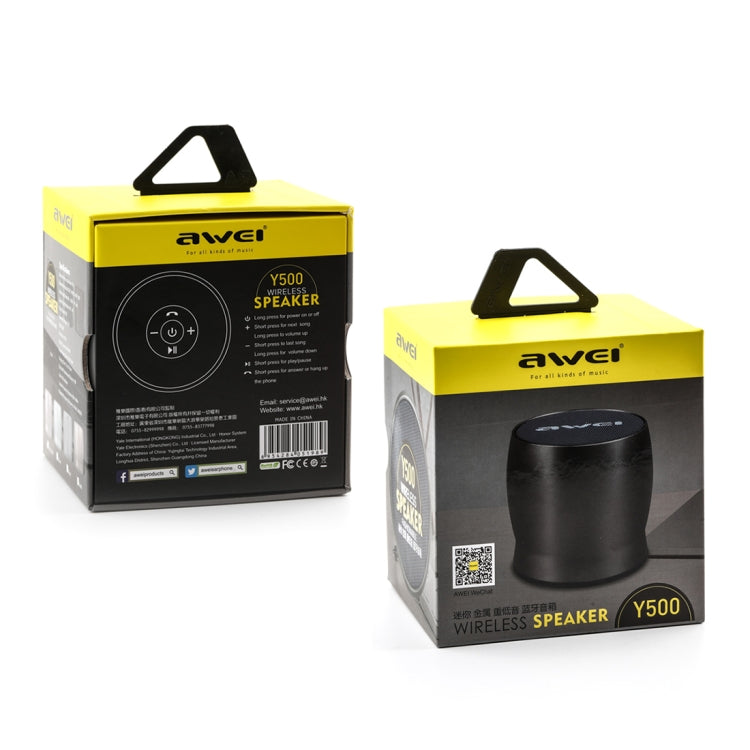 awei Y500 미니 휴대용 무선 블루투스 스피커 3D 스테레오, 내장 마이크, TF 카드 / AUX 지원, Y500
