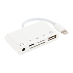 5 in 1 8핀 to USB 허브 및 USB-C / Type-C 및 3.5mm 이어폰 및 SD 및 TF 카드 리더기