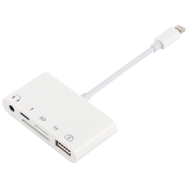5 in 1 8핀 to USB 허브 및 USB-C / Type-C 및 3.5mm 이어폰 및 SD 및 TF 카드 리더기