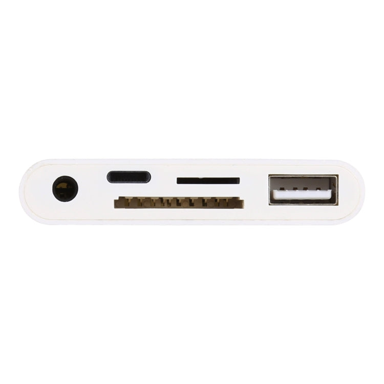 5 in 1 8핀 to USB 허브 및 USB-C / Type-C 및 3.5mm 이어폰 및 SD 및 TF 카드 리더기