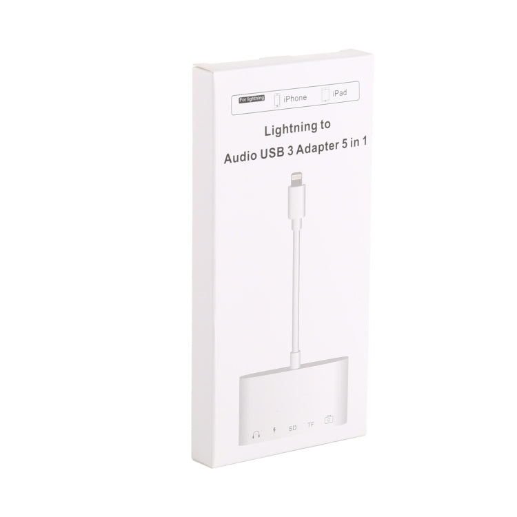 5 in 1 8핀 to USB 허브 및 USB-C / Type-C 및 3.5mm 이어폰 및 SD 및 TF 카드 리더기