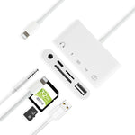 5 in 1 8핀 to USB 허브 및 USB-C / Type-C 및 3.5mm 이어폰 및 SD 및 TF 카드 리더기