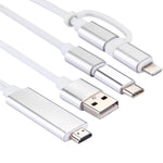 3 in 1 마이크로 USB & 8핀 & 타입-C to HDMI HD 1080P HDTV 어댑터 케이블