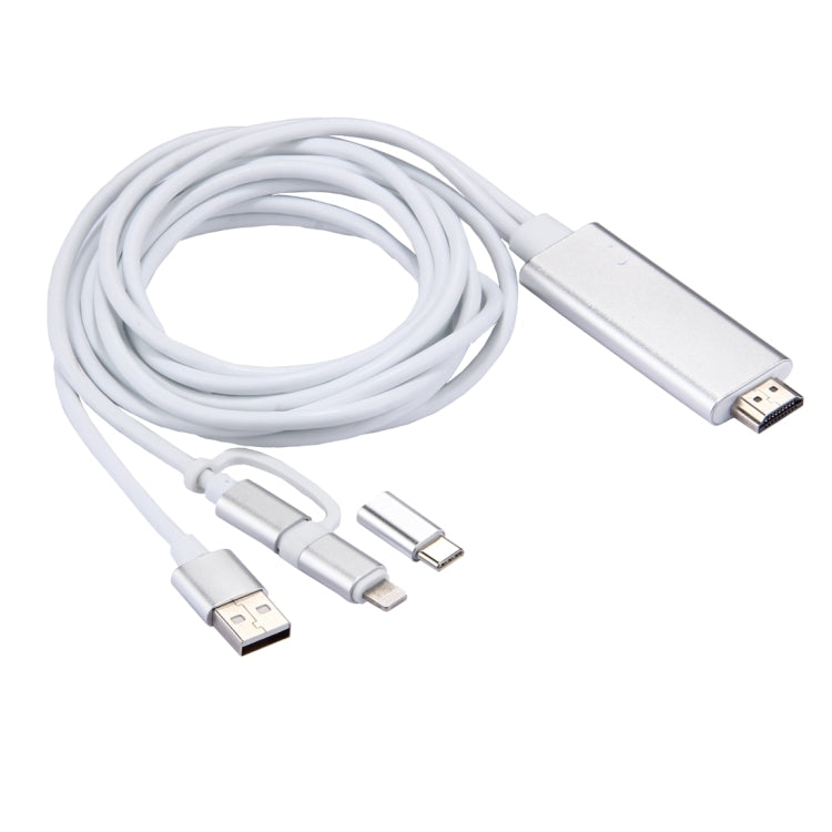 3 in 1 마이크로 USB & 8핀 & 타입-C to HDMI HD 1080P HDTV 어댑터 케이블