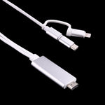 3 in 1 마이크로 USB & 8핀 & 타입-C to HDMI HD 1080P HDTV 어댑터 케이블