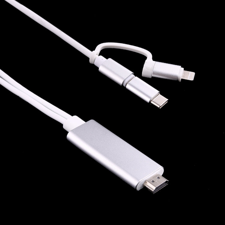3 in 1 마이크로 USB & 8핀 & 타입-C to HDMI HD 1080P HDTV 어댑터 케이블