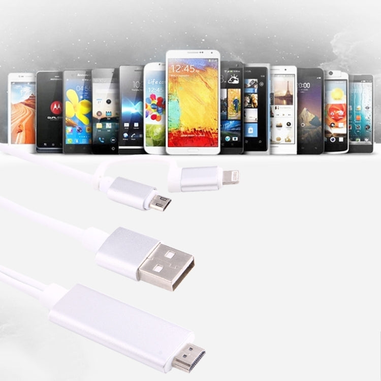 3 in 1 마이크로 USB & 8핀 & 타입-C to HDMI HD 1080P HDTV 어댑터 케이블