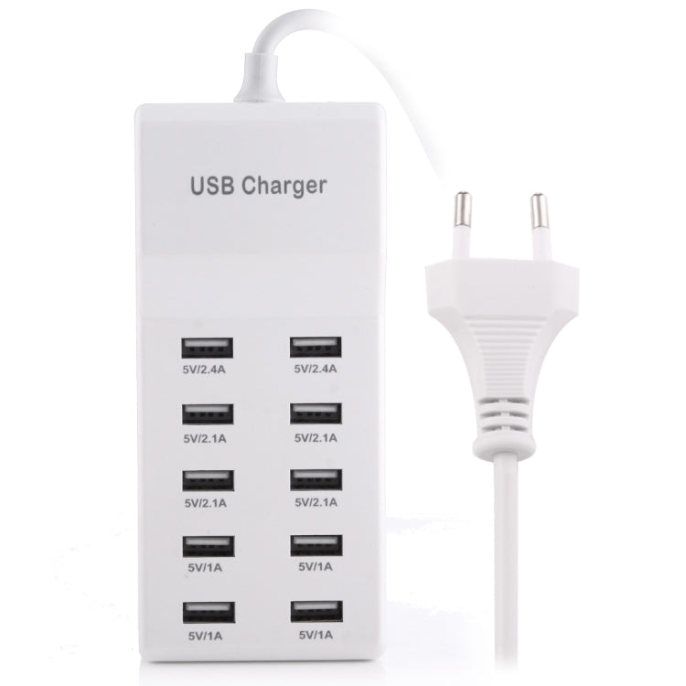 5V 2.4A / 2.1A / 1A 10포트 USB 충전기 어댑터, EU 플러그