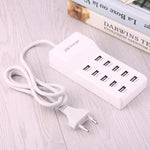 5V 2.4A / 2.1A / 1A 10포트 USB 충전기 어댑터, EU 플러그
