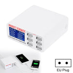 899 30W QC 3.0 6 USB 포트 고속 충전기 LCD 디지털 디스플레이 포함, EU 플러그, 899