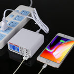 899 30W QC 3.0 6 USB 포트 고속 충전기 LCD 디지털 디스플레이 포함, EU 플러그, 899