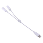MH027 16cm 2-in-1 듀얼 3.5mm 암컷 to 8핀 수컷 오디오 어댑터