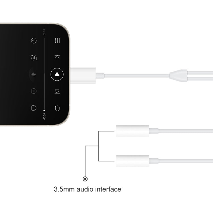 MH027 16cm 2-in-1 듀얼 3.5mm 암컷 to 8핀 수컷 오디오 어댑터