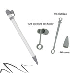 3-in-1 실리콘 보호 커버+터치 캡 펜+닙 펜 케이스 Apple Pencil용, 회색, 흰색