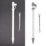 3-in-1 실리콘 보호 커버+터치 캡 펜+닙 펜 케이스 Apple Pencil용, 회색, 흰색