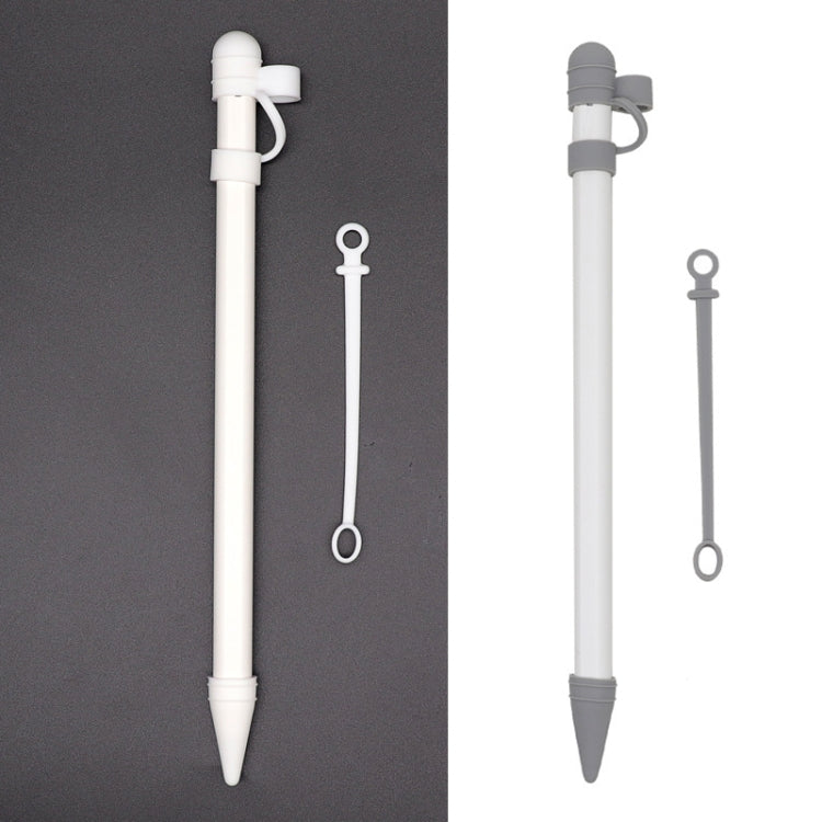 3-in-1 실리콘 보호 커버+터치 캡 펜+닙 펜 케이스 Apple Pencil용, 회색, 흰색