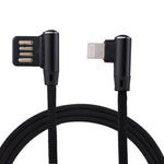 1m 2.4A 출력 USB to 8핀 더블 엘보 디자인 나일론 직조 스타일 데이터 동기화 충전 케이블, 8핀 다크 블루, 8핀 블루, 8핀 레드, 8핀 블랙, 8핀 커피