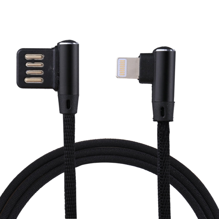 1m 2.4A 출력 USB to 8핀 더블 엘보 디자인 나일론 직조 스타일 데이터 동기화 충전 케이블, 8핀 다크 블루, 8핀 블루, 8핀 레드, 8핀 블랙, 8핀 커피