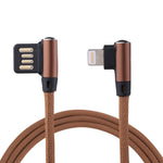 1m 2.4A 출력 USB to 8핀 더블 엘보 디자인 나일론 직조 스타일 데이터 동기화 충전 케이블, 8핀 다크 블루, 8핀 블루, 8핀 레드, 8핀 블랙, 8핀 커피