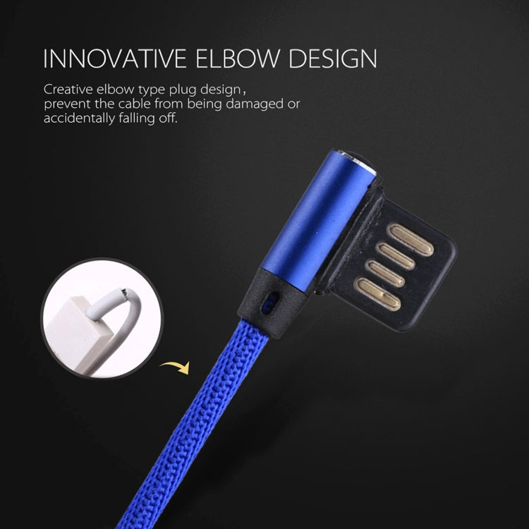 1m 2.4A 출력 USB to 8핀 더블 엘보 디자인 나일론 직조 스타일 데이터 동기화 충전 케이블, 8핀 다크 블루, 8핀 블루, 8핀 레드, 8핀 블랙, 8핀 커피