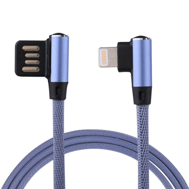 1m 2.4A 출력 USB to 8핀 더블 엘보 디자인 나일론 직조 스타일 데이터 동기화 충전 케이블, 8핀 다크 블루, 8핀 블루, 8핀 레드, 8핀 블랙, 8핀 커피