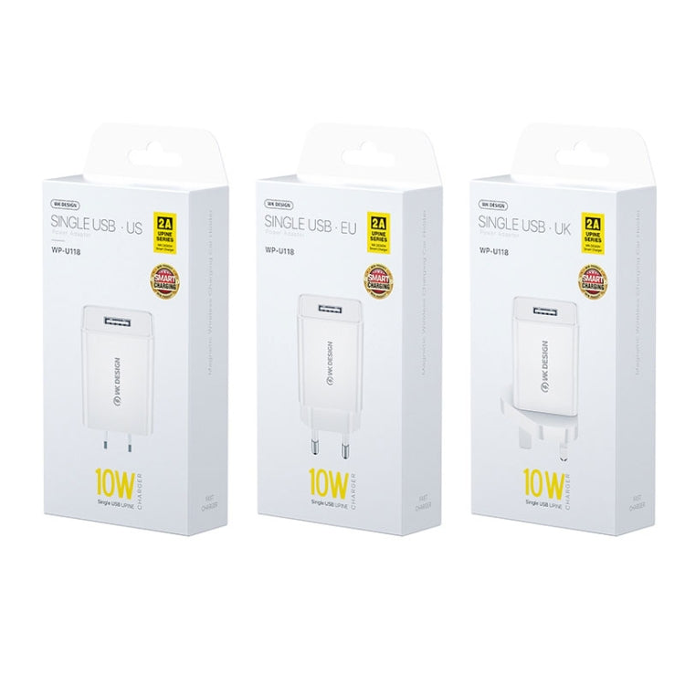 WK WP-U118 10W 단일 USB 포트 여행용 충전기 전원 어댑터, 미국 플러그, WP-U118 미국 플러그