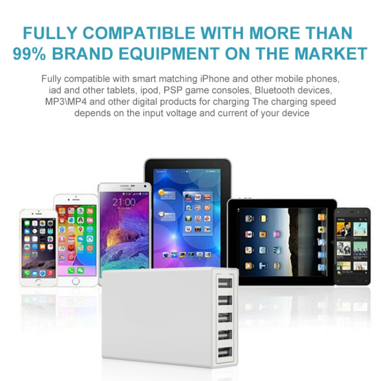 XBX09 40W 5V 8A 5 USB 포트 고속 충전기 여행용 충전기, 영국 플러그(블랙), XBX09, 8A