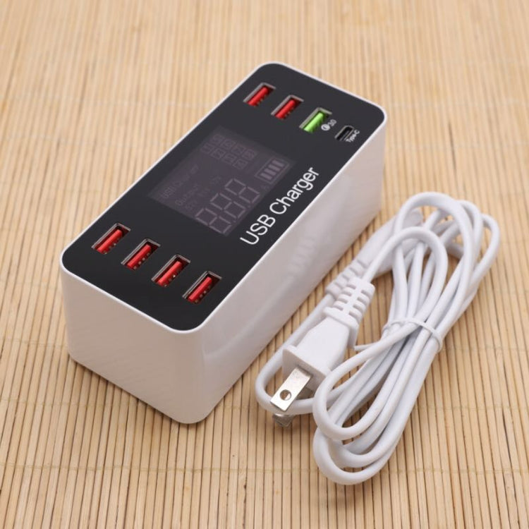 A9+ 다기능 AC 100V~240V 8포트 USB 디지털 디스플레이 LCD 분리형 충전 스테이션 스마트 충전기, QC3.0 지원, A9+