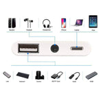 3 in 1 다기능 8핀 + 3.5mm + USB 3.0 OTG to 8핀 수컷 고속 충전 & 음악 오디오 & 카드 리딩 어댑터