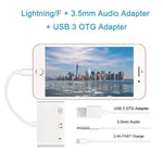 3 in 1 다기능 8핀 + 3.5mm + USB 3.0 OTG to 8핀 수컷 고속 충전 & 음악 오디오 & 카드 리딩 어댑터