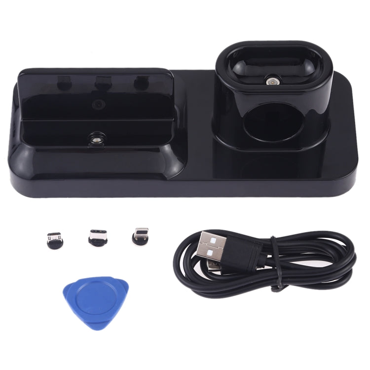 무선 충전식 베이스 충전 스테이션 홀더 휴대폰 & 헤드셋용, 마이크로 USB + USB-C / 타입-C + 8핀 인터페이스 포함