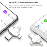 4 in 1 16GB USB 3.0 + 8핀 + 마이크로 USB + USB-C / 타입-C 듀얼용 플래시 드라이브 OTG 기능 포함, 16GB