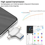 4 in 1 64GB USB 3.0 + 8핀 + 마이크로 USB + USB-C / 타입-C 듀얼용 플래시 드라이브 OTG 기능 포함, 64GB
