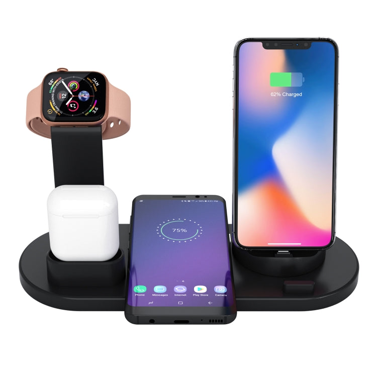 HQ-UD15 5 in 1 8핀 + 마이크로 USB + USB-C / 타입-C 인터페이스 + 8핀 이어폰 충전 인터페이스 + 무선 충전 충전기 베이스 시계 스탠드 포함 (화이트), 무선 충전 블랙 포함, 무선 충전 화이트 포함, 무선 충전 실버 포함