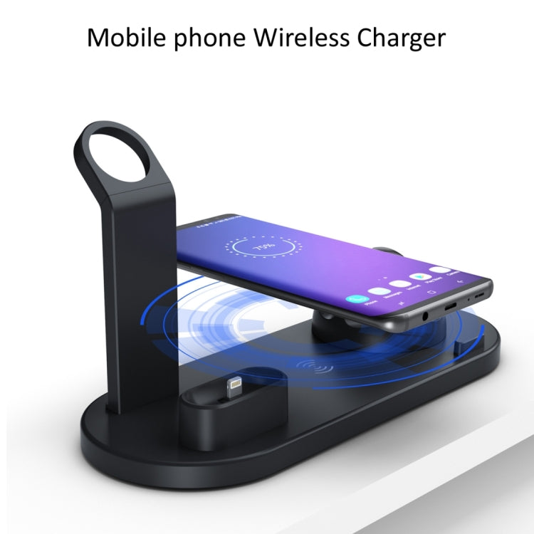 HQ-UD15 5 in 1 8핀 + 마이크로 USB + USB-C / 타입-C 인터페이스 + 8핀 이어폰 충전 인터페이스 + 무선 충전 충전기 베이스 시계 스탠드 포함 (화이트), 무선 충전 블랙 포함, 무선 충전 화이트 포함, 무선 충전 실버 포함