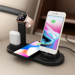 HQ-UD15 5 in 1 8핀 + 마이크로 USB + USB-C / 타입-C 인터페이스 + 8핀 이어폰 충전 인터페이스 + 무선 충전 충전기 베이스 시계 스탠드 포함 (화이트), 무선 충전 블랙 포함, 무선 충전 화이트 포함, 무선 충전 실버 포함