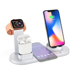 HQ-UD15 5 in 1 8핀 + 마이크로 USB + USB-C / 타입-C 인터페이스 + 8핀 이어폰 충전 인터페이스 + 무선 충전 충전기 베이스 시계 스탠드 포함 (화이트), 무선 충전 블랙 포함, 무선 충전 화이트 포함, 무선 충전 실버 포함