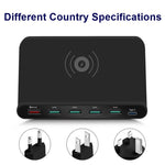 828W 7 in 1 60W QC 3.0 USB 인터페이스 + 4 USB 포트 + USB-C / 타입-C 인터페이스 + 무선 충전 다기능 충전기 휴대폰 홀더 기능 포함, 호주 플러그, 호주 플러그 블랙, 호주 플러그 화이트