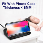 828W 7 in 1 60W QC 3.0 USB 인터페이스 + 4 USB 포트 + USB-C / Type-C 인터페이스 + 무선 충전 다기능 충전기 및 휴대폰 거치대 기능, UK 플러그, UK 플러그 블랙, UK 플러그 화이트