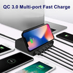 828W 7 in 1 60W QC 3.0 USB 인터페이스 + 4 USB 포트 + USB-C / 타입-C 인터페이스 + 무선 충전 다기능 충전기 휴대폰 홀더 기능 포함, 미국 플러그, 미국 플러그 블랙, 미국 플러그 화이트