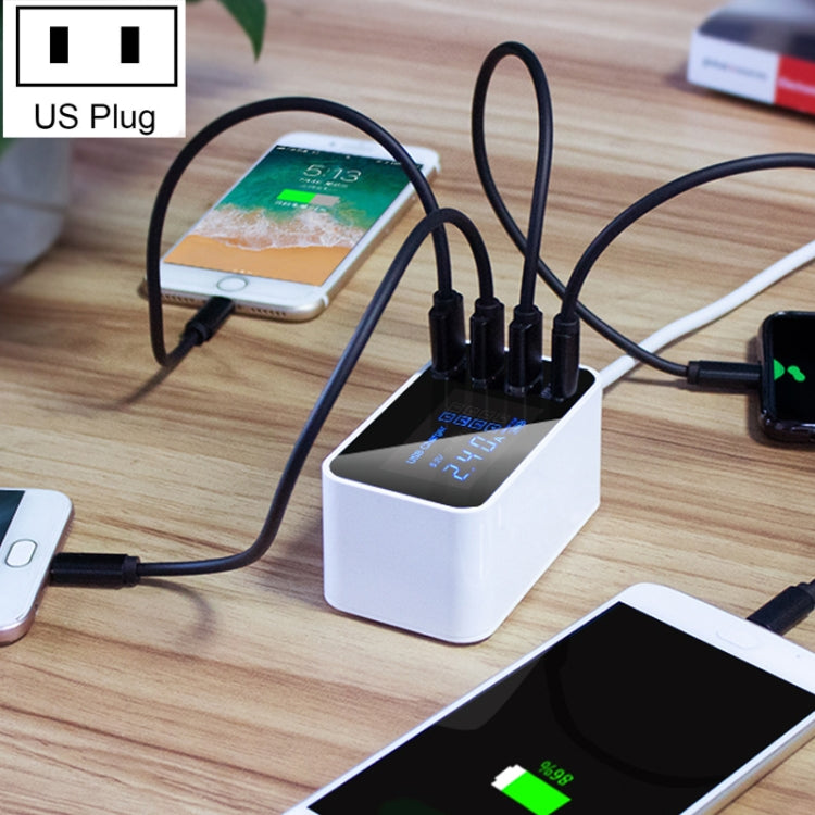 CDA30 20W 3 USB 포트 + USB-C / Type-C 포트 다기능 충전기 LED 디스플레이, US 플러그, US 플러그