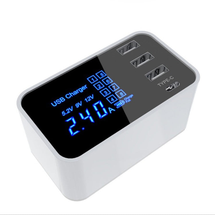 CDA30 20W 3 USB 포트 + USB-C / Type-C 포트 다기능 충전기 LED 디스플레이, US 플러그, US 플러그
